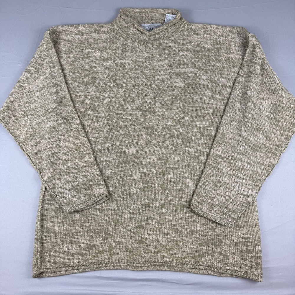 Vintage‎ PAZZO Silk Blend Rolled Edge Mock Neck Knit Retro Sweater Long Sleeve L